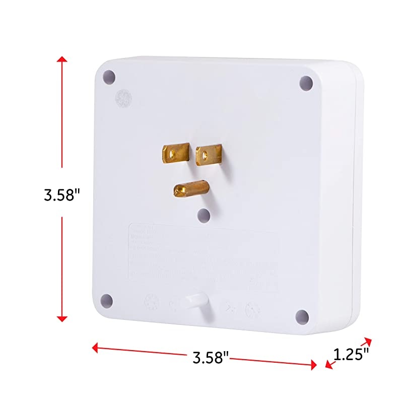 Pro 6-Outlet Sur Protector, 2 Pack, 3-Prong Wall Adapter, Charging Station, 1020 Joules Protection Rating, Automatic Shutdown, Sleek Design, White, 50051