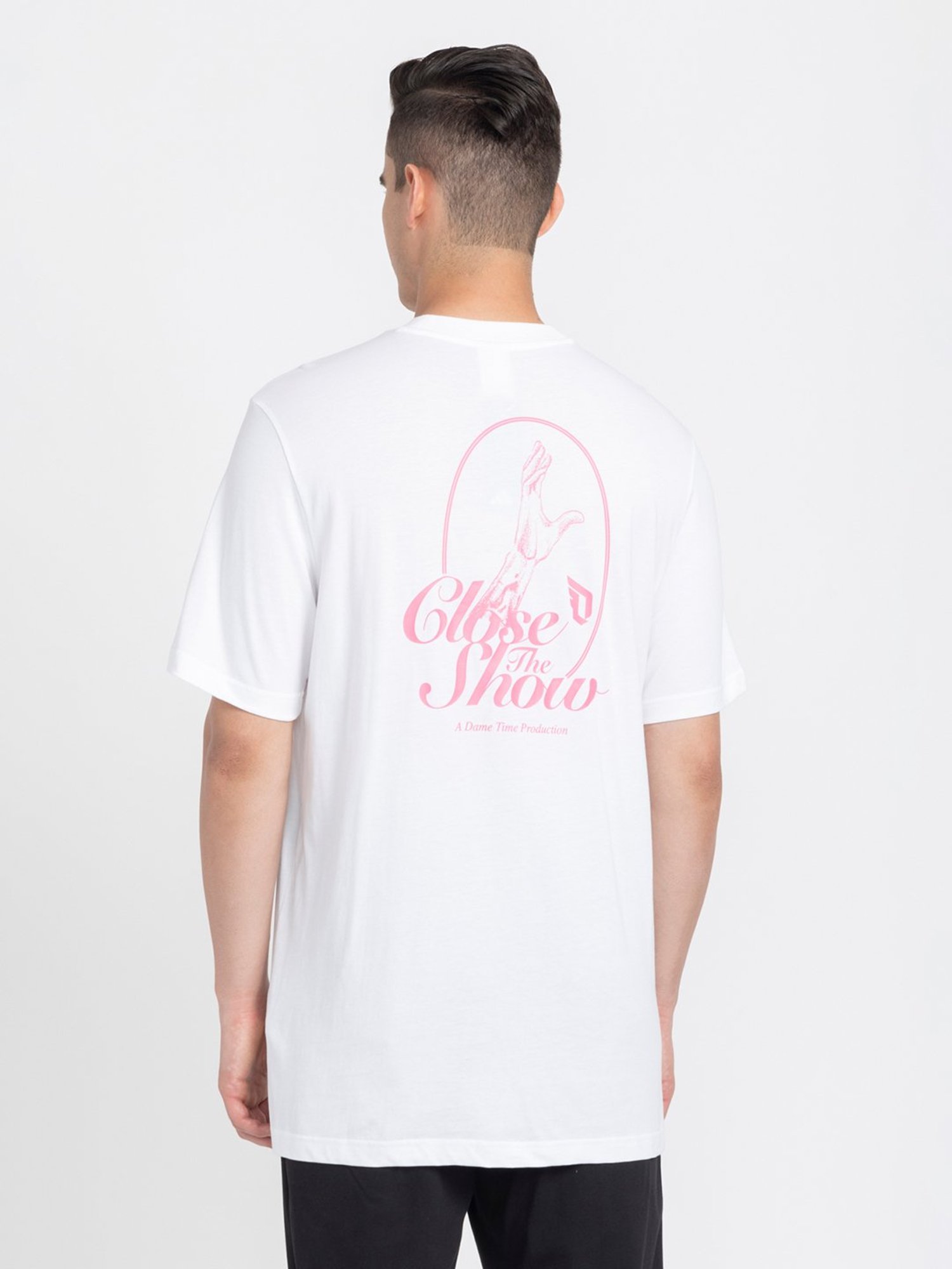 adidas DAME 9 White Regular Fit Cotton Crew T-Shirt
