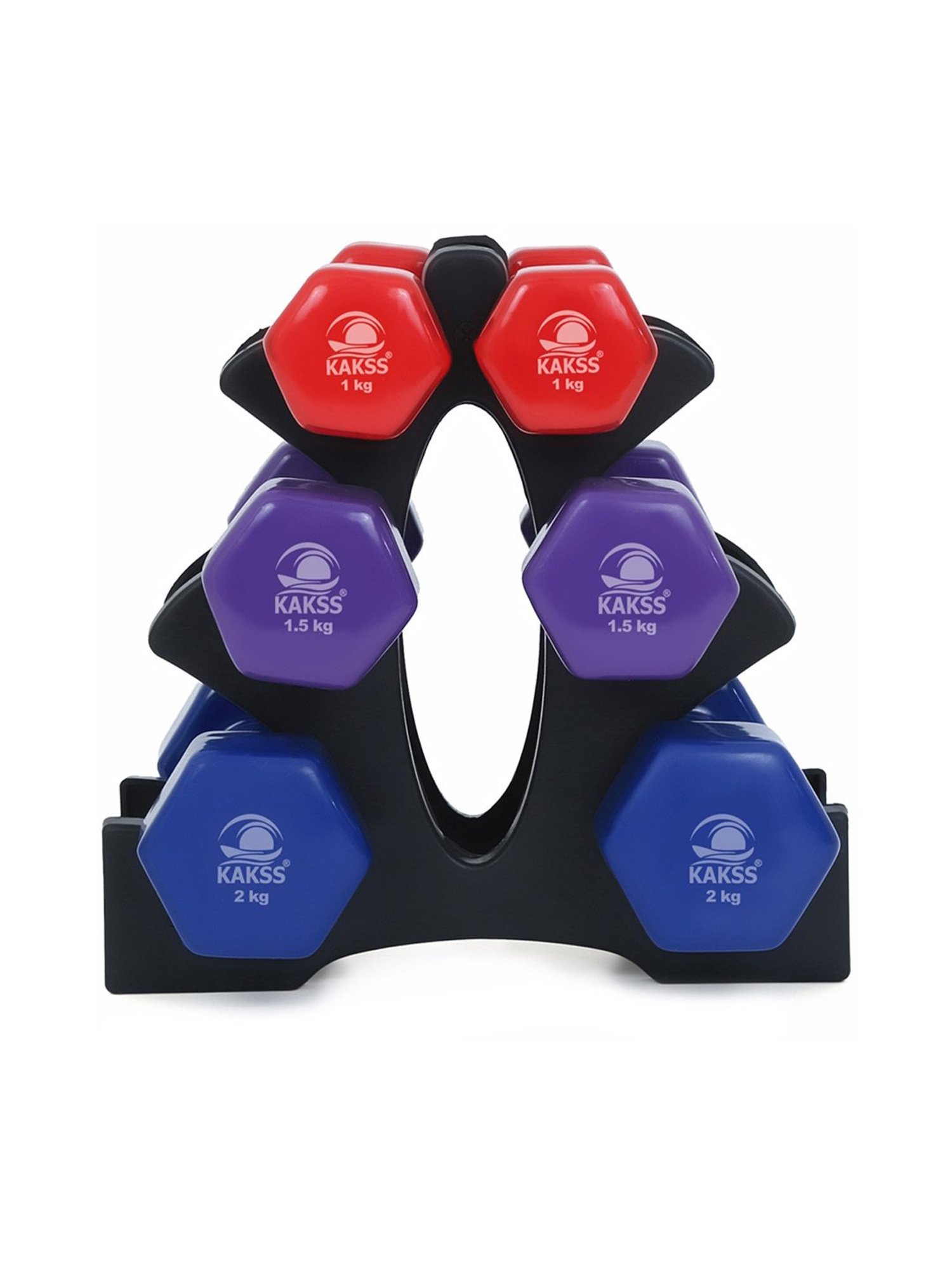 KAKSS Cast Iron Vinyl Coated Dumbbells (Multicolor) Size - 12KG