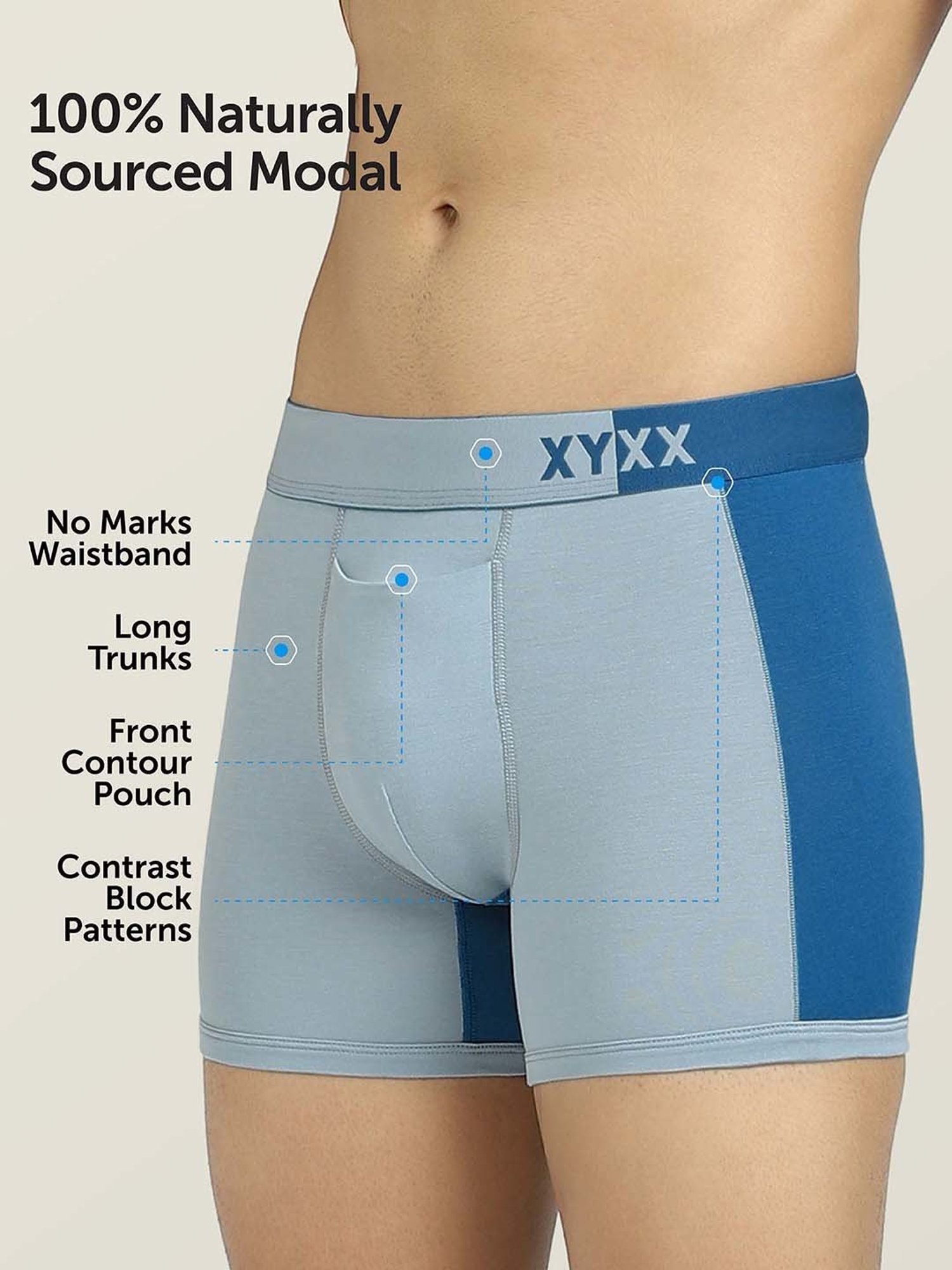XYXX Multicolor Micro Modal Trunks - Pack of 3