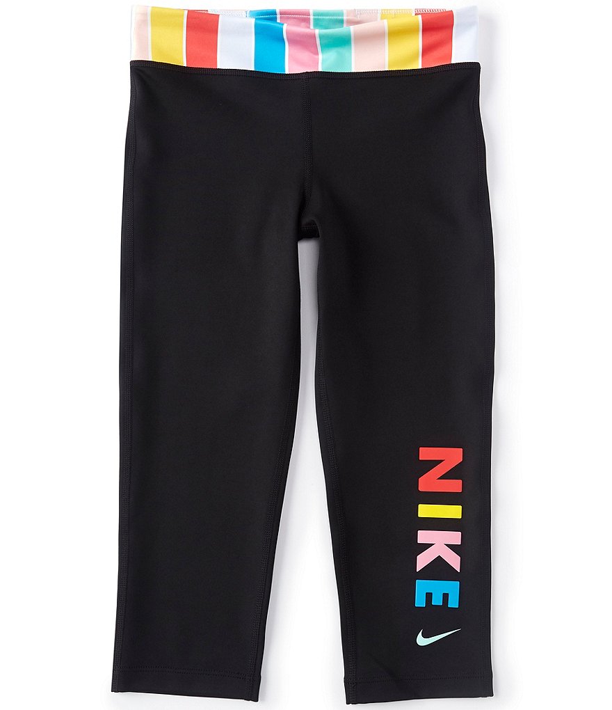 Nike Big Girls 7-16 Stripe-Waist Capri Training Tights