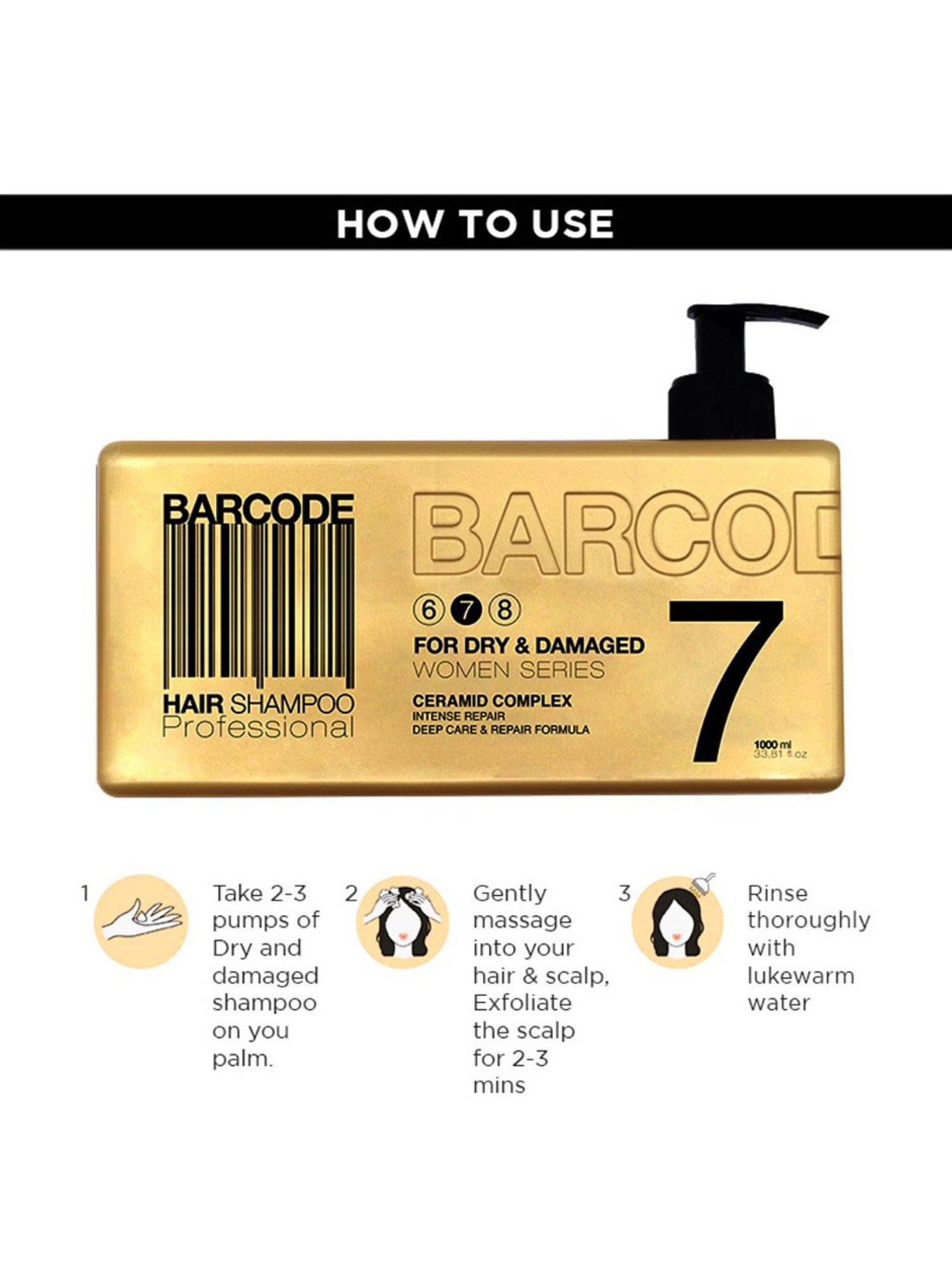 Barcode Professional Women Series Hair Shampoo For Dry & Damaged Hair - 1000 ml
