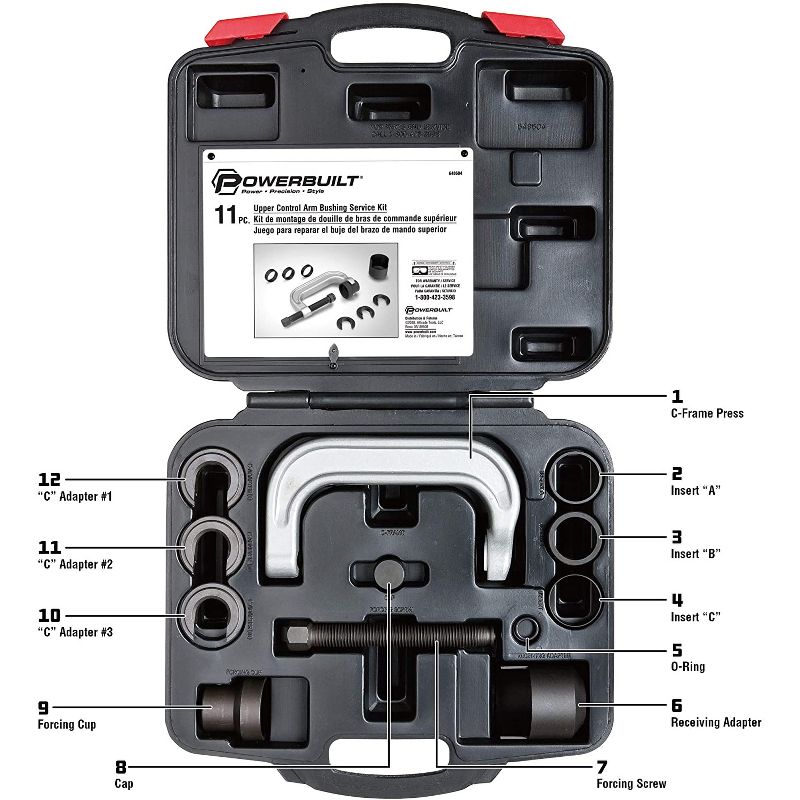 Powerbuilt 648604 Heavy Duty Upper Control Arm Bushing Repair Kit for Ford, GM, and Chrysler Models
