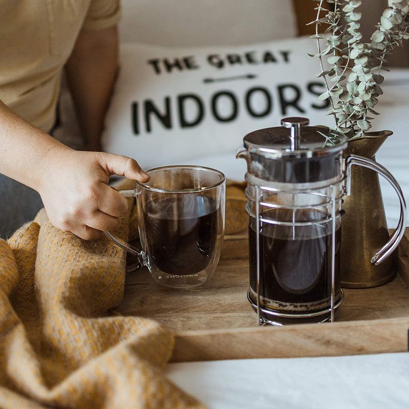 GROSCHE Cyprus Double Walled Glass mug for Coffee or tea, glass insulated cup, 16 fl oz. Capacity