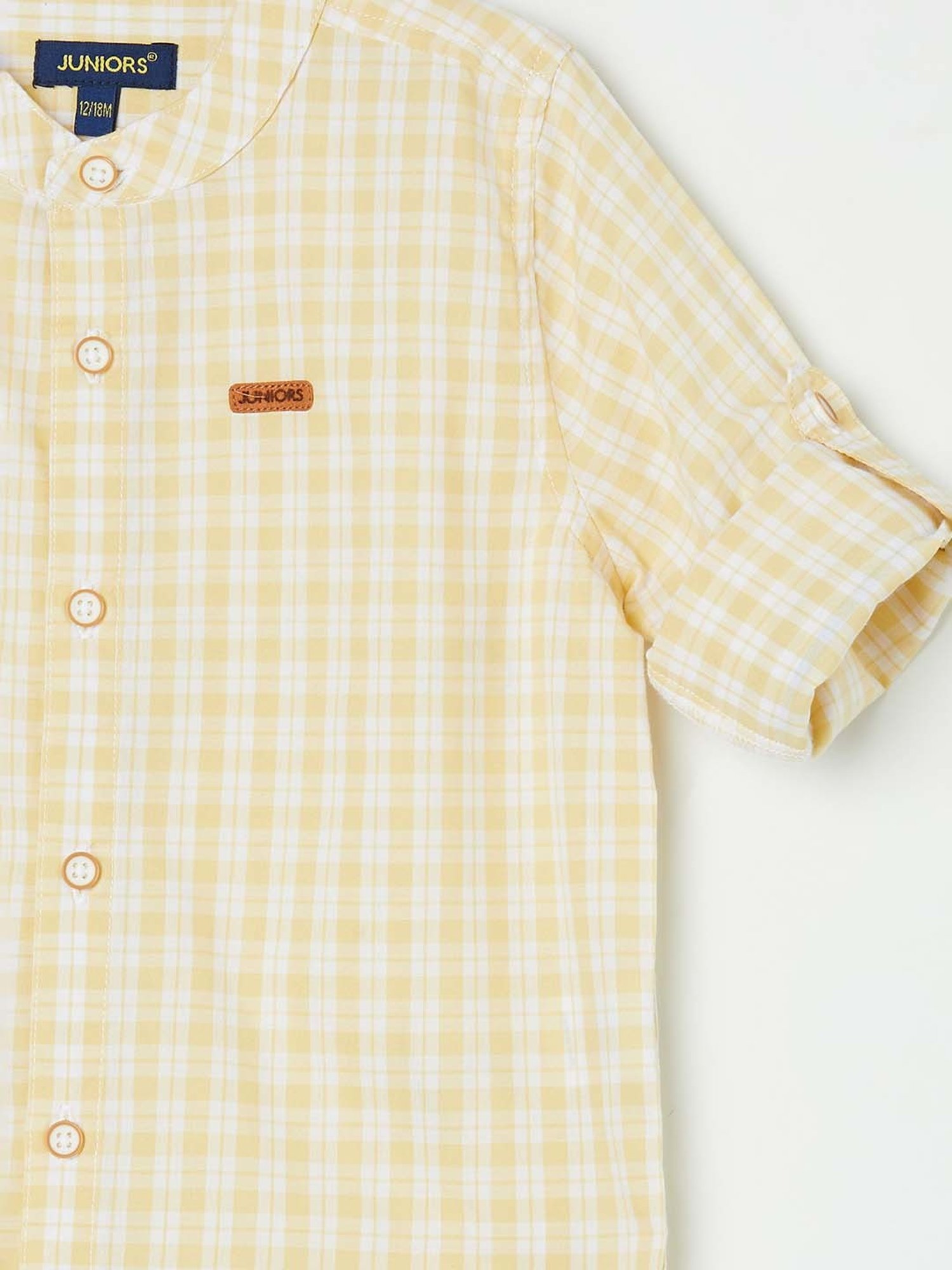 Juniors by Lifestyle Yellow Cotton Chequered Full Sleeves Shirt