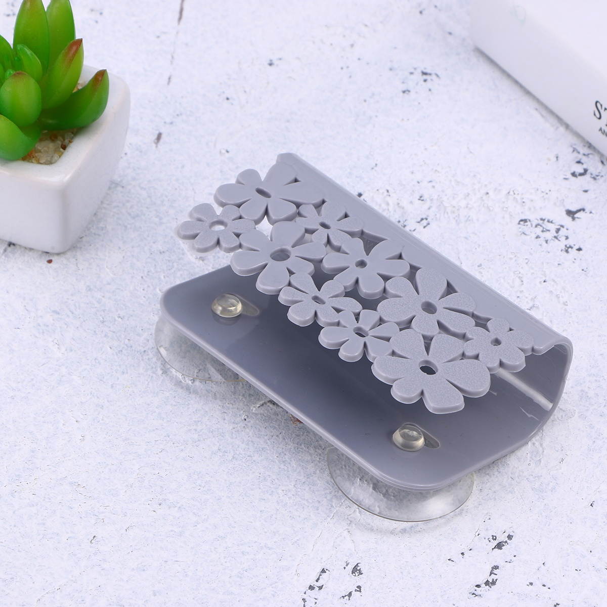 Sponge Holder with Suction Cup Sink Organizer Plastic Soap Dishwashing Drainer Rack(Grey)