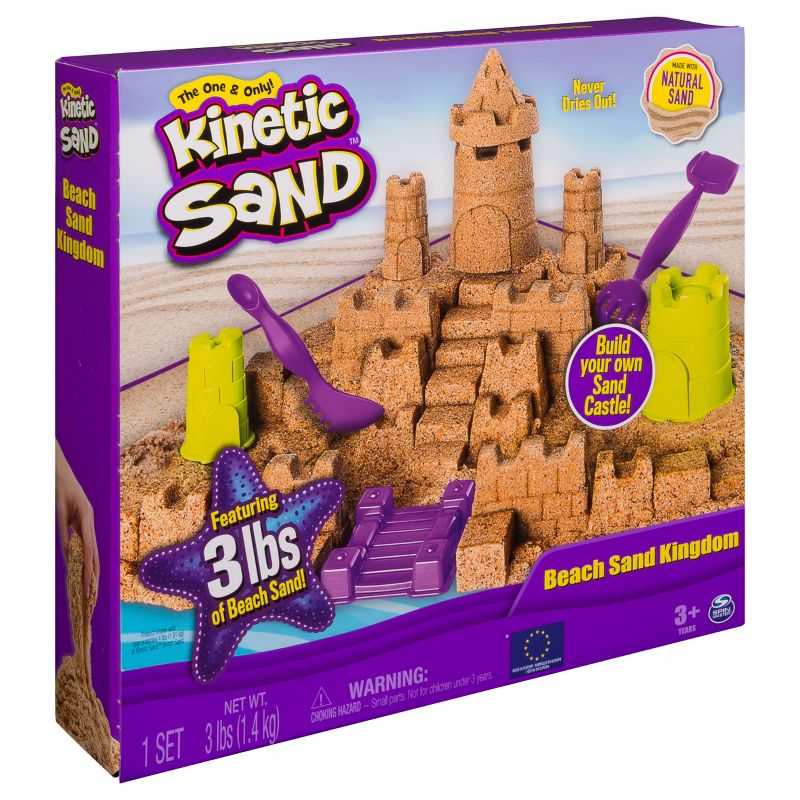 Kinetic Sand - Beach Sand Kingdom Playset with 3lbs of Beach Sand, for Ages 3 and Up