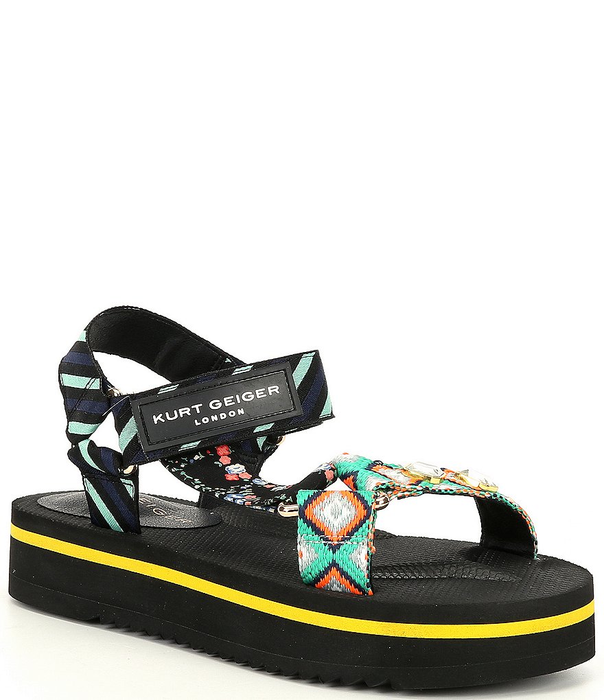 Kurt Geiger London Olivia Mixed Print Flatform Sandals