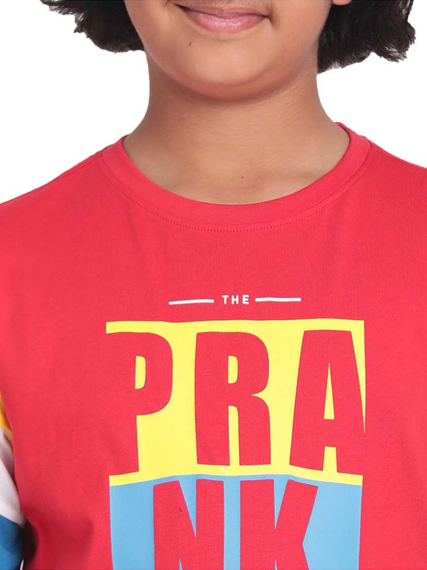 Indian Terrain Kids Red & Blue Cotton Printed Full Sleeves T-Shirt