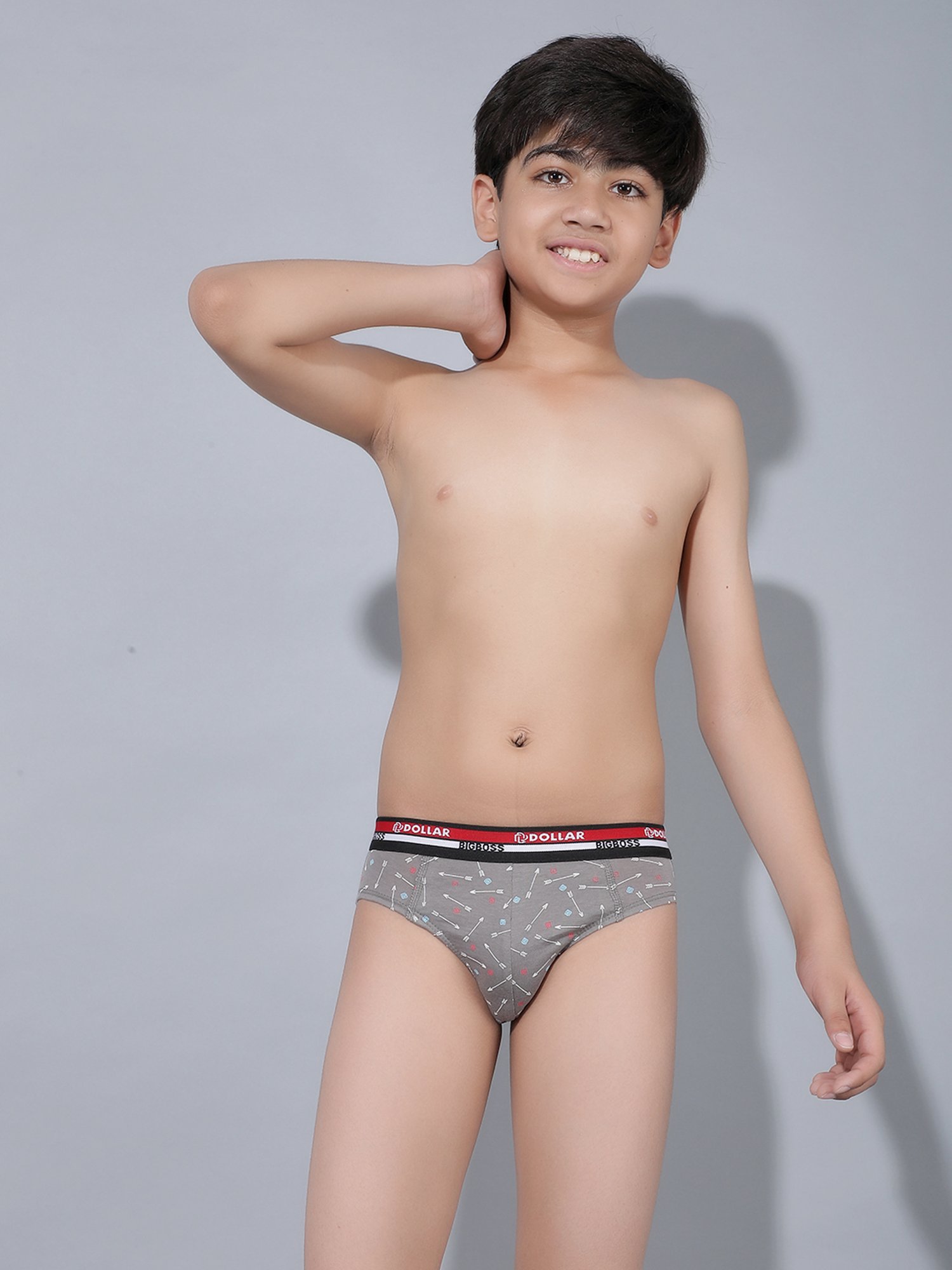 Frenchie Kids Pink & Grey Solid Briefs (Pack Of 2)