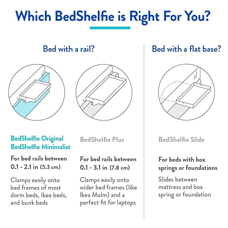 The Original Bedside Shelf for Bed and Bunk Bed Shelf 4 Colors / 5 Styles As Seen On Business Insider for Best College Dorm Room Essentials (Original Size, Bamboo in Grey)