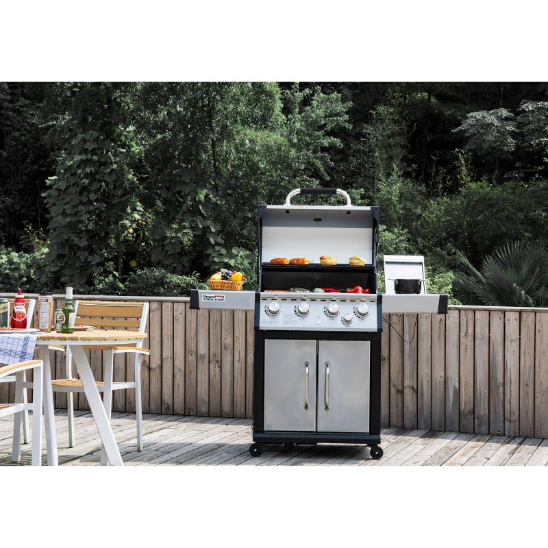 Stainless Steel 4 Burner Propane Gas Grill with Side Burner MG4001 Silver - Royal Gourmet