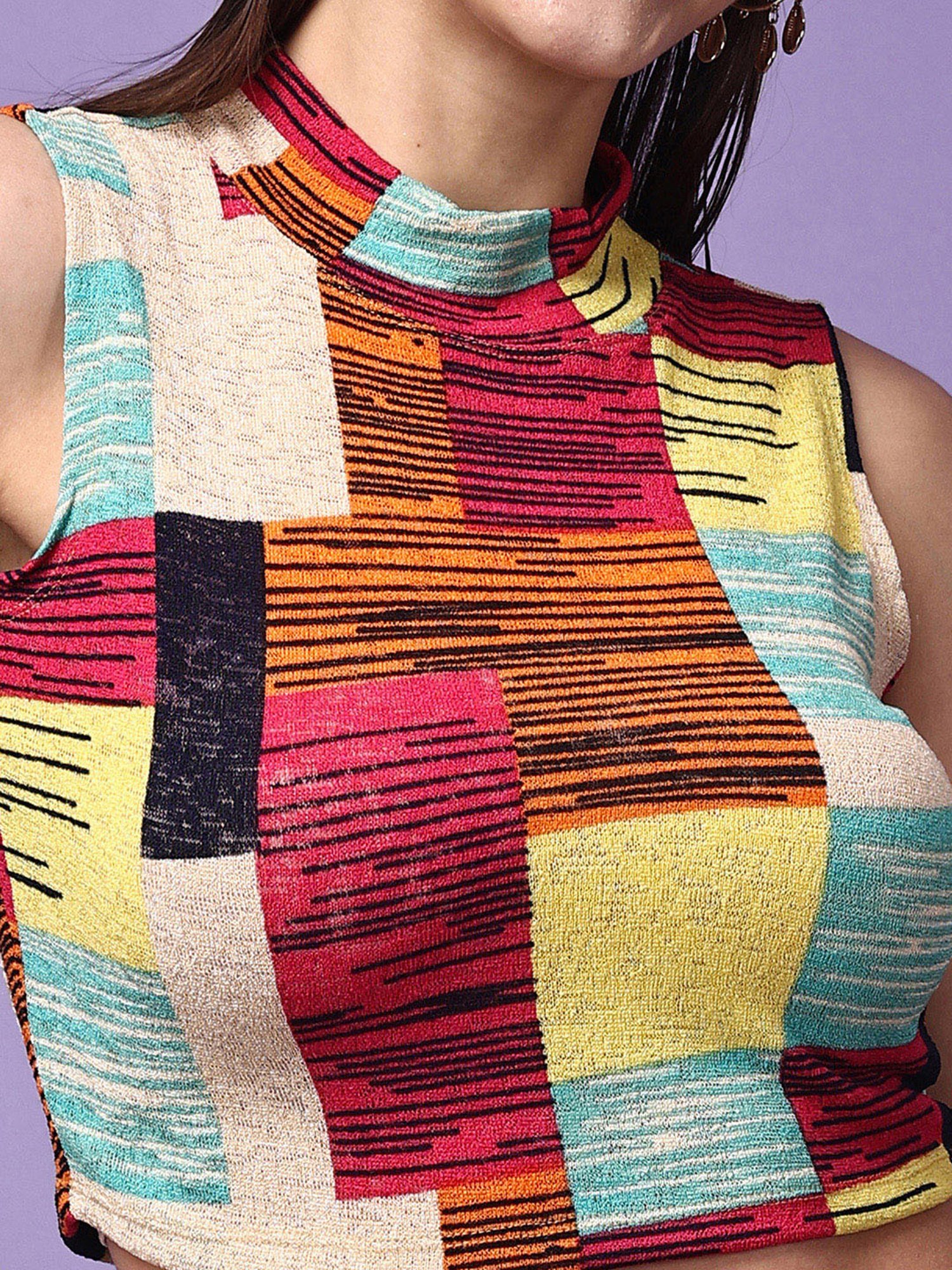 Scorpius Multicolor Checks Crop Top