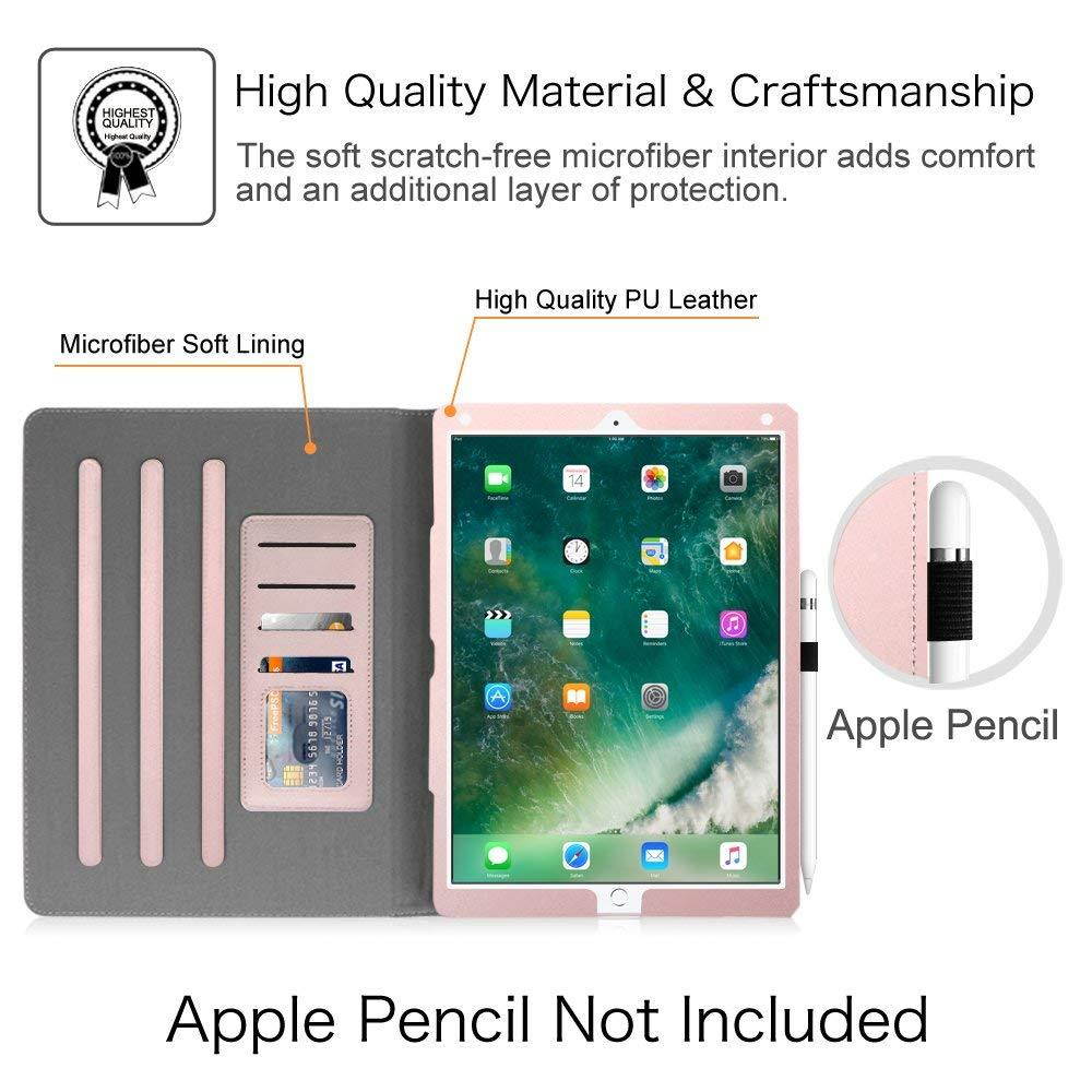 Fintie iPad Pro 12.9 Case - [Corner Protection] Multi-Angle Viewing Folio Stand Cover w/Pocket, Auto Wake/Sleep for Apple iPad Pro 12.9 1st Gen 2015 / iPad Pro 12.9 2nd Gen 2017, Rose Gold
