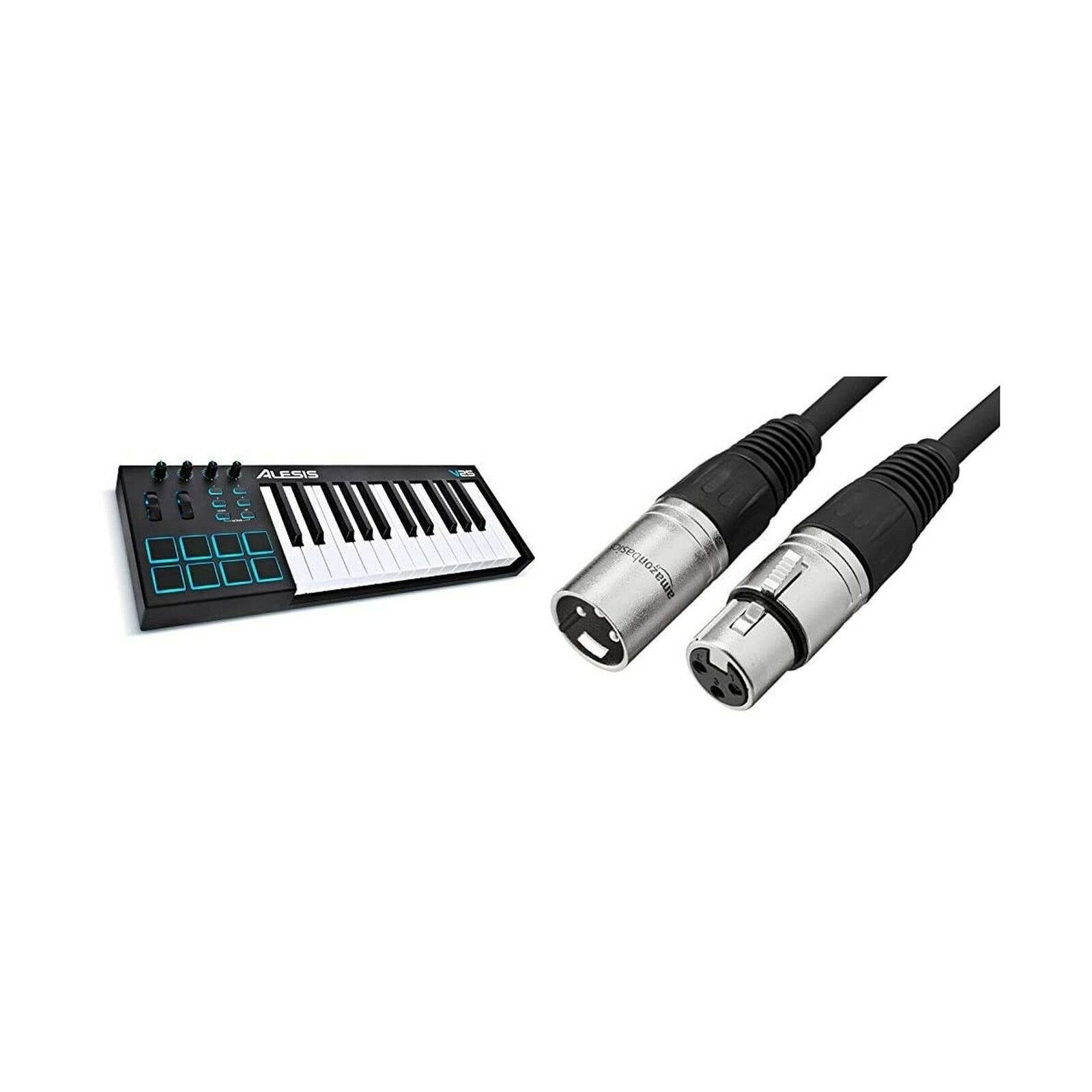 Alesis V25 | 25 Key USB MIDI Keyboard Controller with Backlit Pads, 4 Assigna...