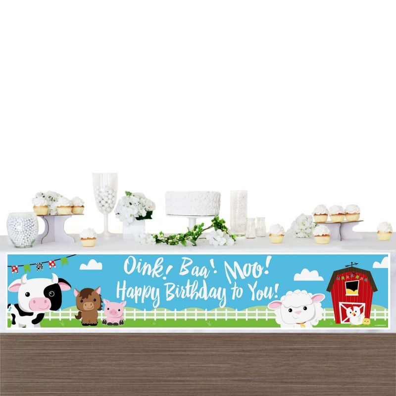 Big Dot of Happiness Farm Animals - Happy Birthday Decorations Party Banner