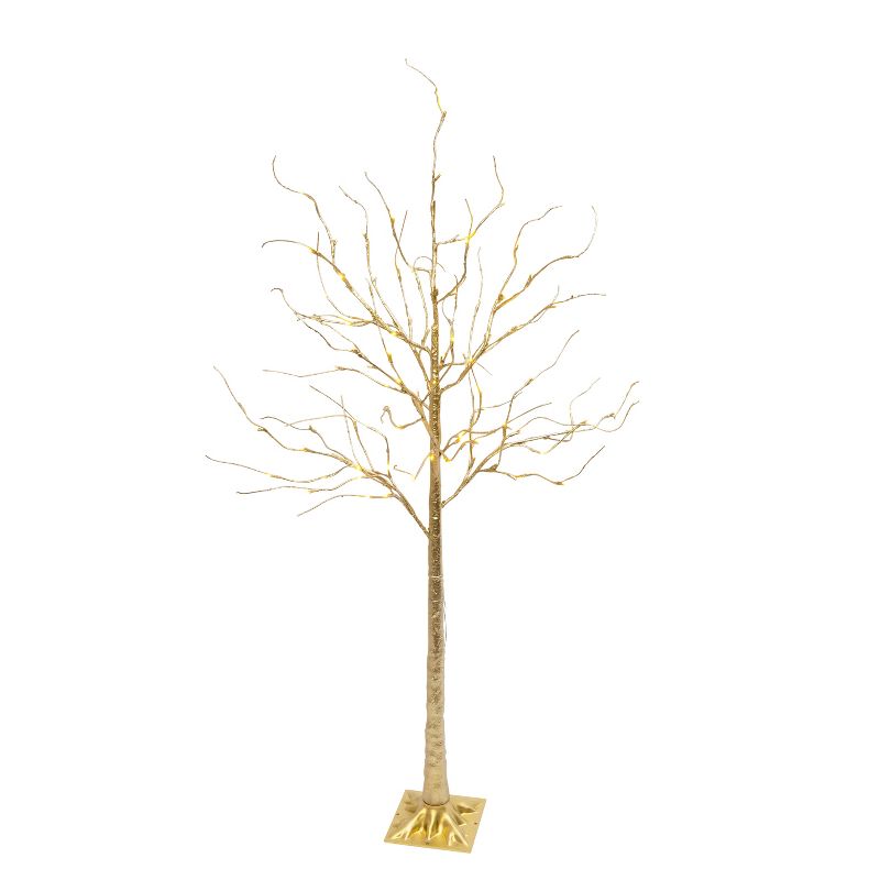 Gerson International 70.8-Inch High Electric Gold Tree with 88 Warm White Micro LED Lights
