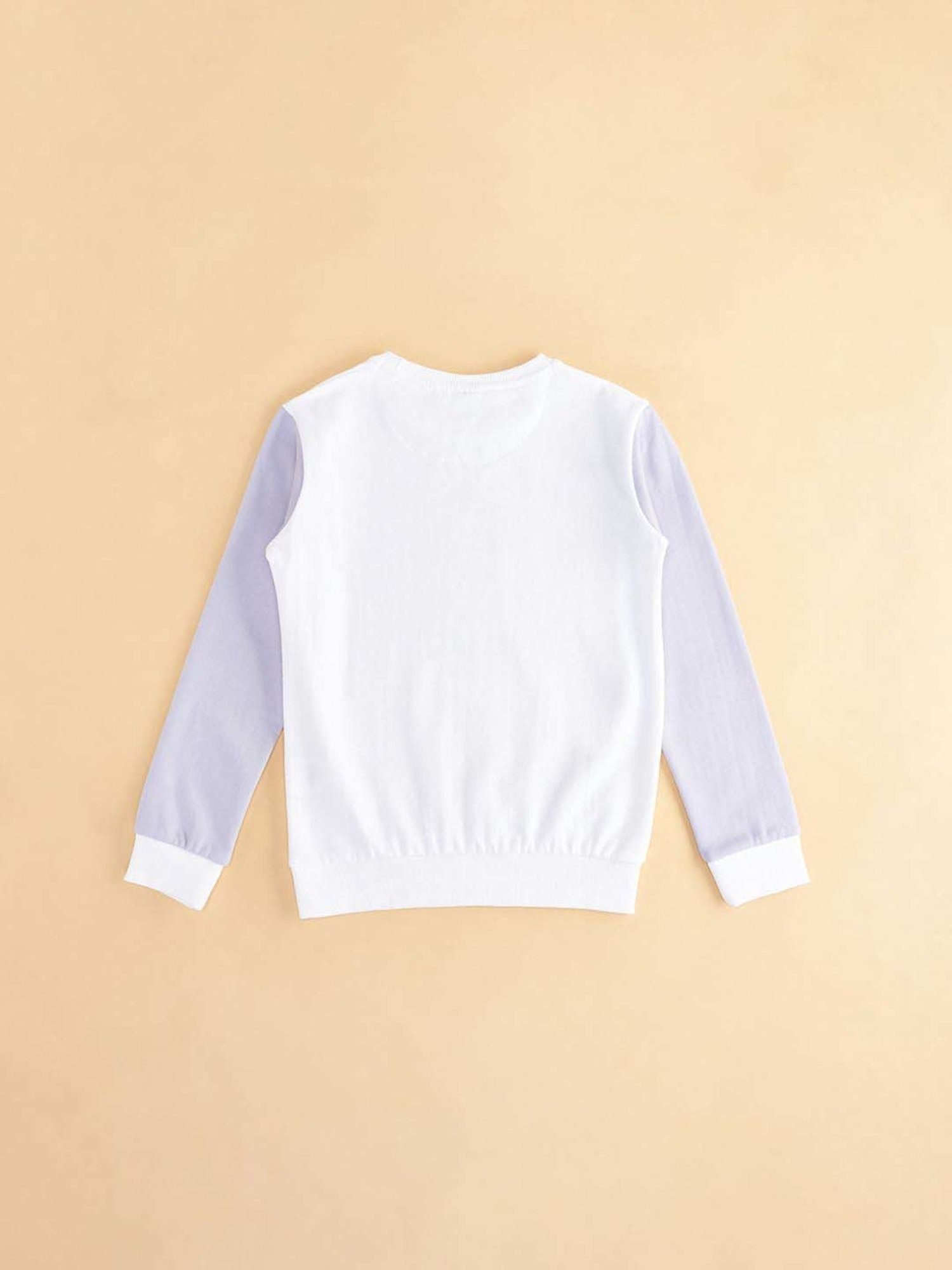 YU by Pantaloons Kids Off-White Printed Full Sleeves Sweatshirt