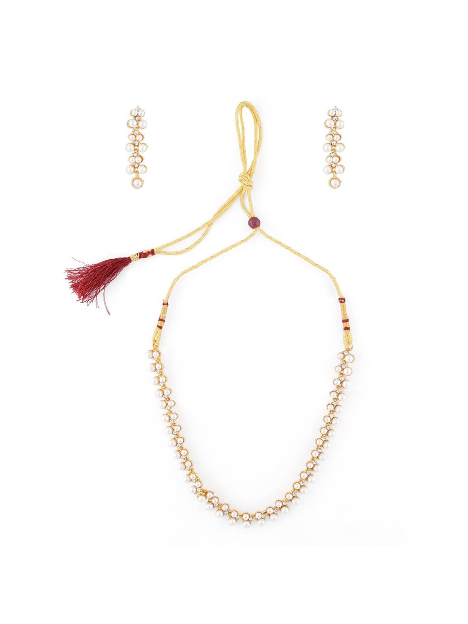 Zaveri Pearls Gold Tone Contemporary Look Pearls Choker Necklace & Earring Set-ZPFK9439