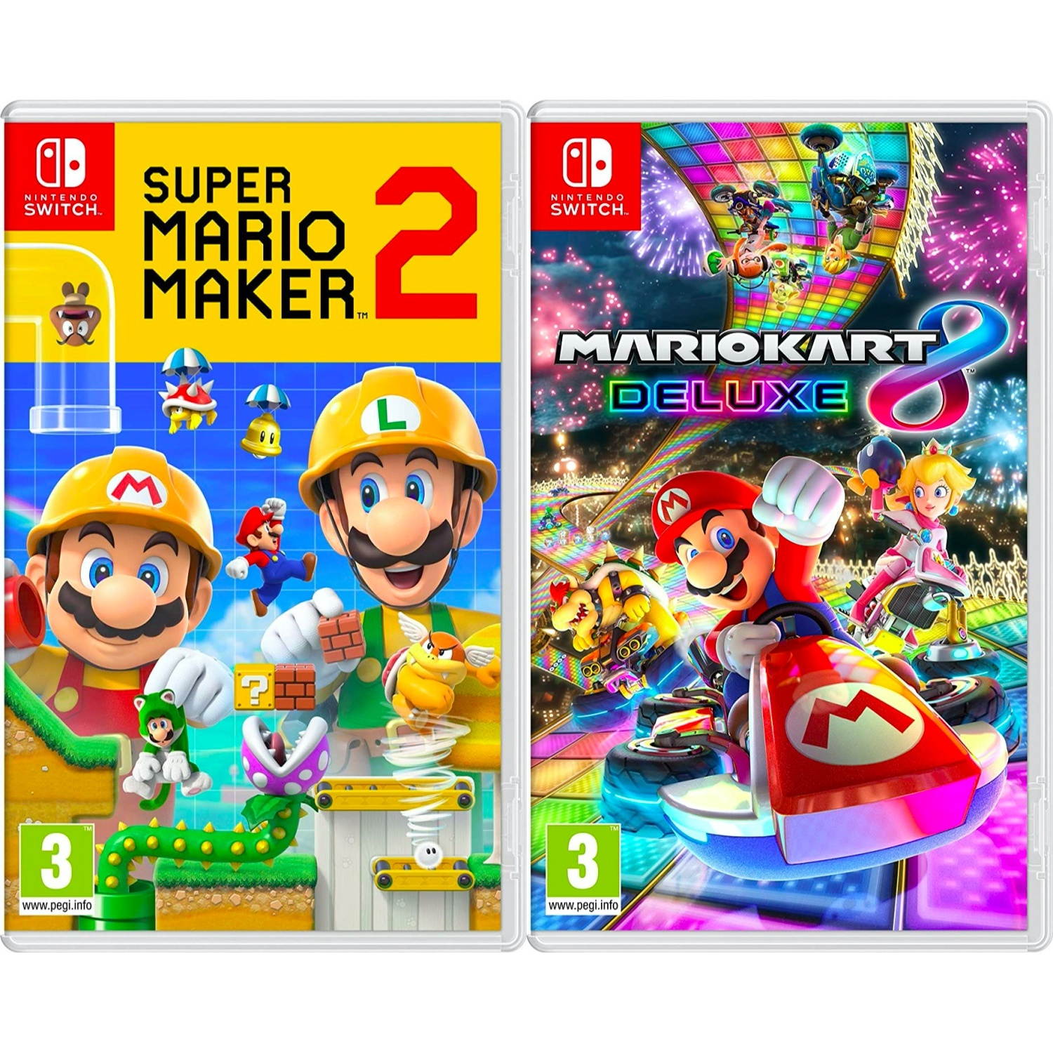 Super Mario Maker 2 + Mario Kart 8 Deluxe - Two Game Bundle - Nintendo Switch