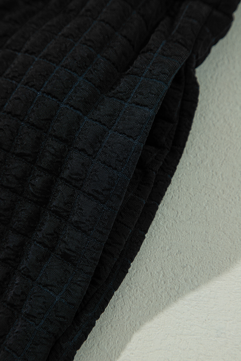 Green Solid Color Quilted Long Sleeve Top and Wide Leg Pants Set