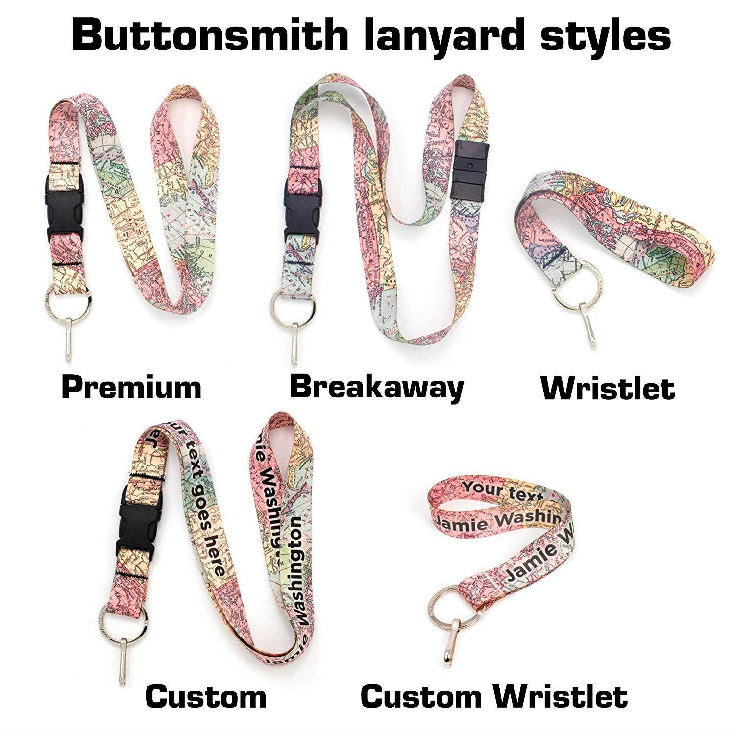 Buttonsmith Vintage Map Premium Wristlet - Made in USA