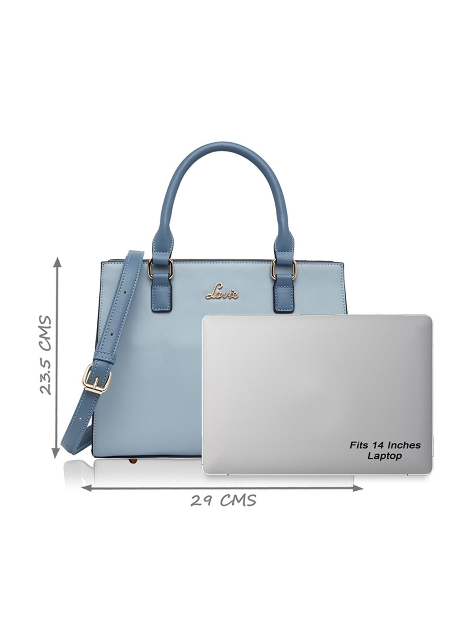 Lavie Shelly Powder Blue Synthetic Solid Handbag