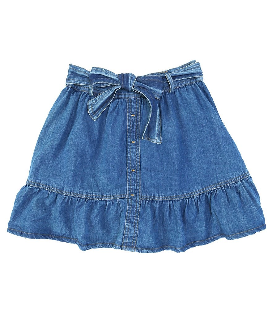 I.N. Girl Big Girls 7-16 Button-Front Denim A-Line Skirt