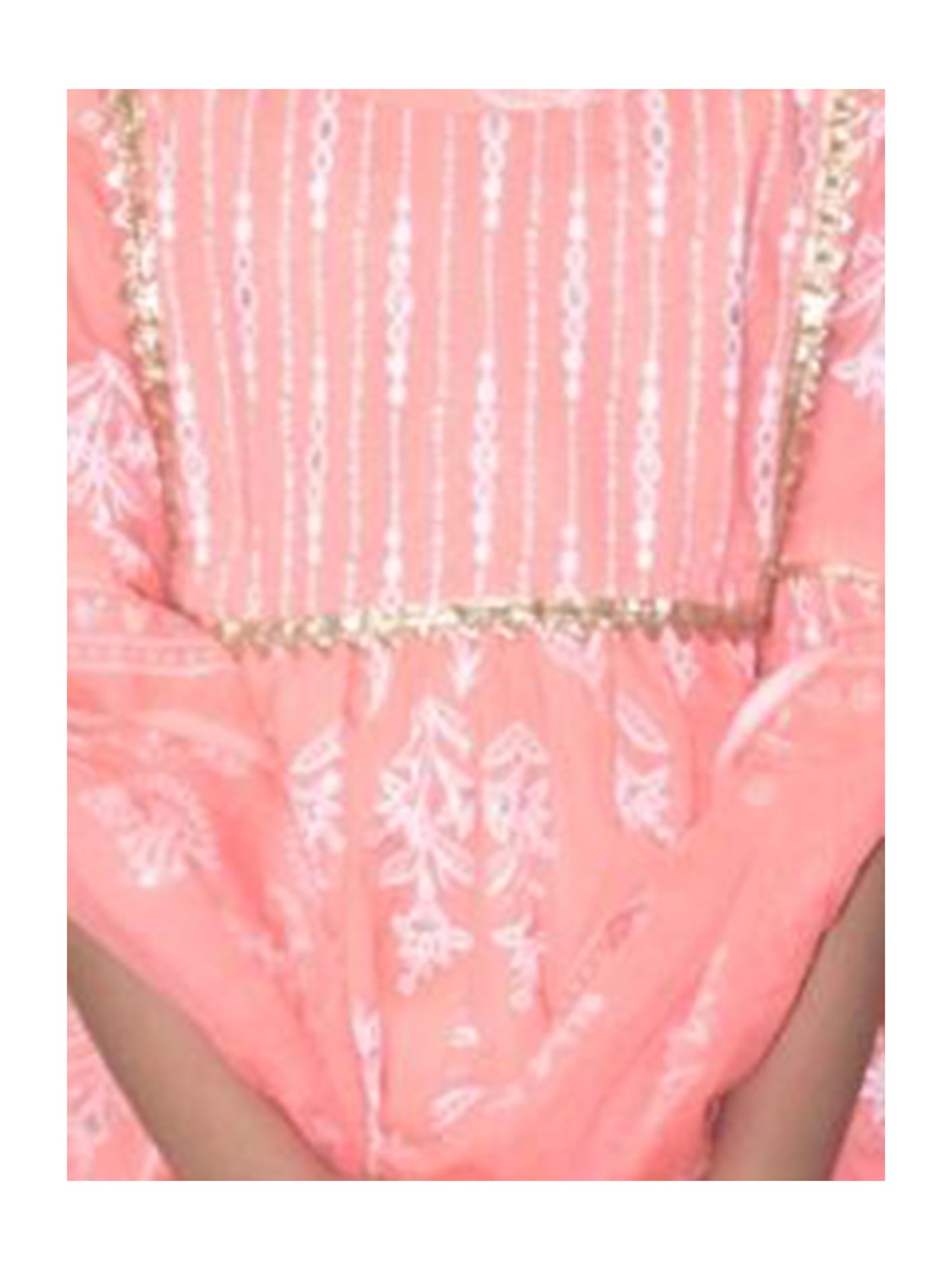 Tippy Top Kids Peach Floral Print Kurta, Sharara with Dupatta