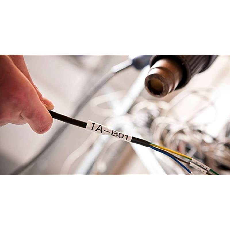 Compatible Labels Replacement for DYMO 18053 Industrial Heat Shrink Tube Labels Fit with DYMO Rhino 4200 5200 3000 5000 6000 Industrial Label Maker Black on White 38 x 495Pack