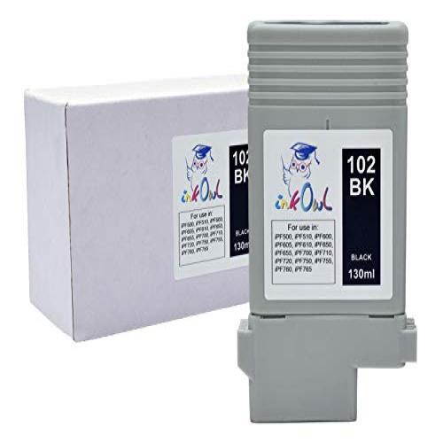 InkOwl Compatible Ink Cartridge Replacement for CANON PFI-102BK (130ml, Black) - iPF500 iPF510 iPF600 iPF605 iPF610 iPF650 iPF655 iPF700 iPF710 iPF720 iPF750 iPF755 iPF760 iPF765