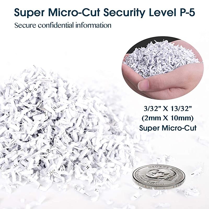 15Sheet Super Micro Cut High Security Level P5 Heavy Duty PaperCDCard Shredder for Home Office Ultra Quiet by ManganeseSteel Cutter and 8 Gallons Pullout Waste Bin SD9520 Black ETL