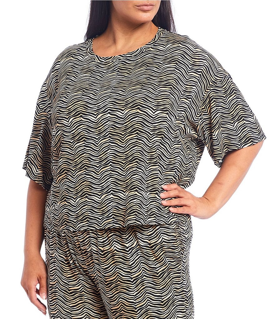 Refinery29 Plus Animal Print Jersey Lounge Top