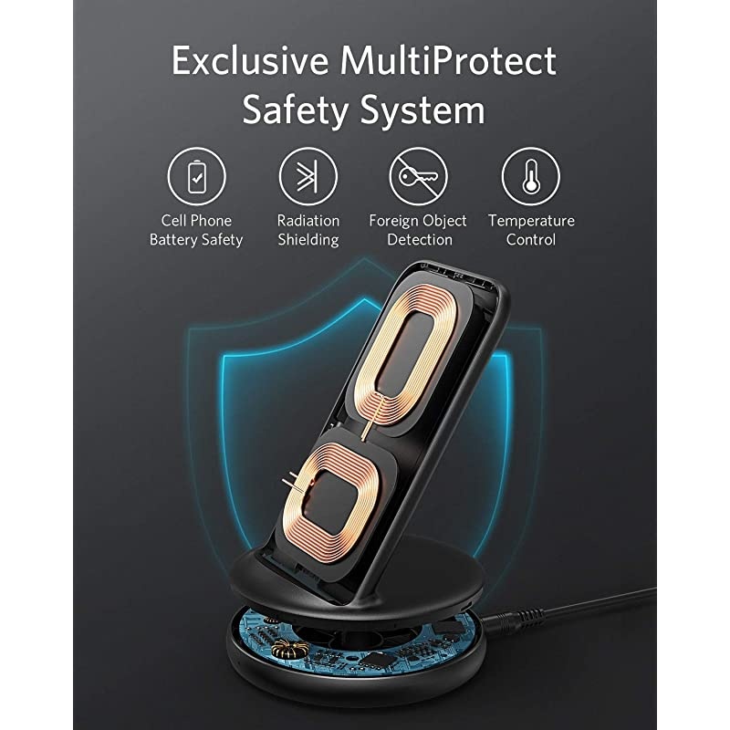 Wireless Charger with Power Adapter, PowerWave II Stand, Qi-Certified 15W Max Fast Wireless Charging Stand for iPhone SE, 11, 11 Pro, Xs, Xs Max, XR, X, Galaxy S10 S9 S8, Note 10 Note 9 & More