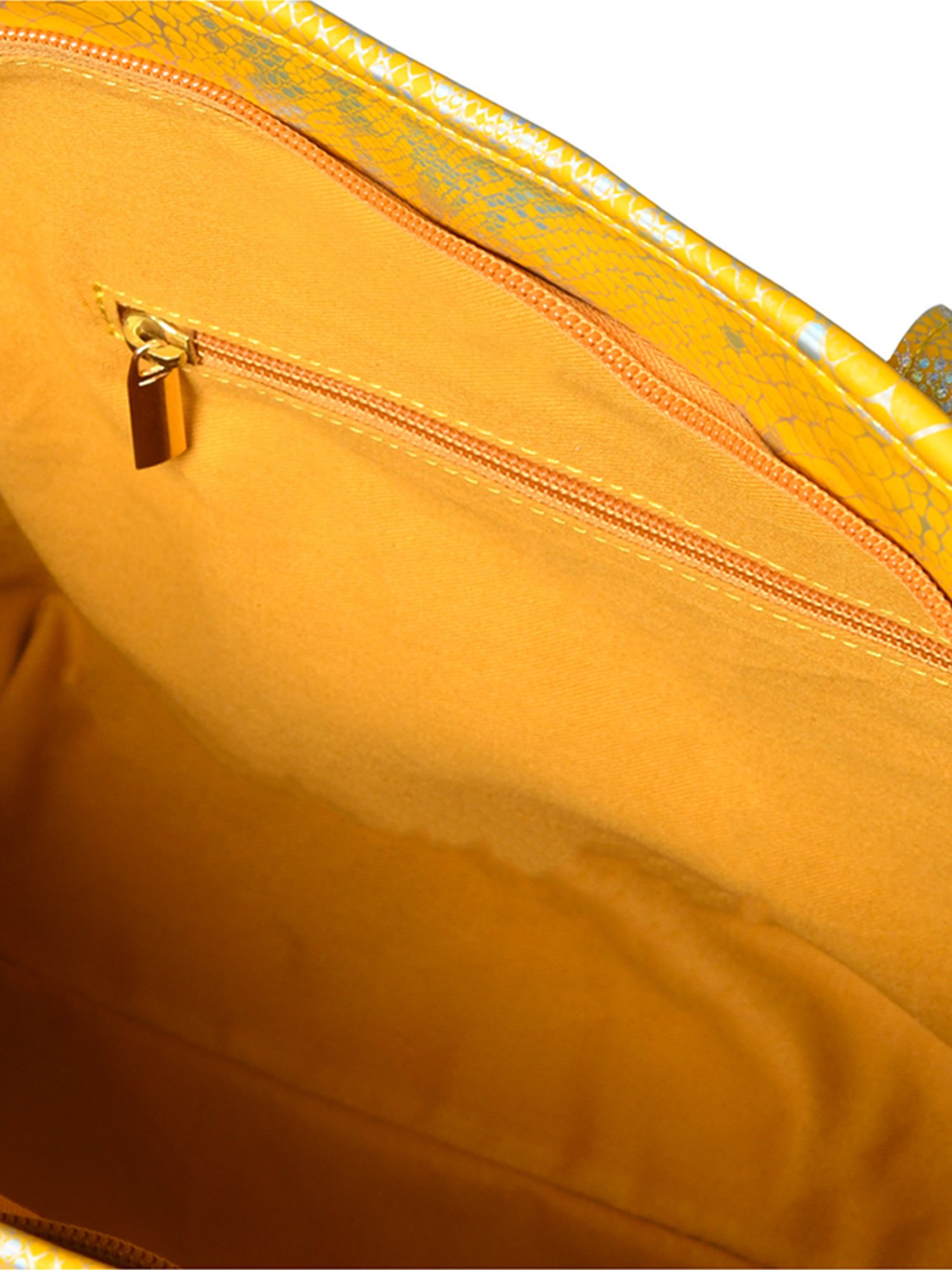 PELLE LUXUR Yellow & Silver Large Handheld Handbag