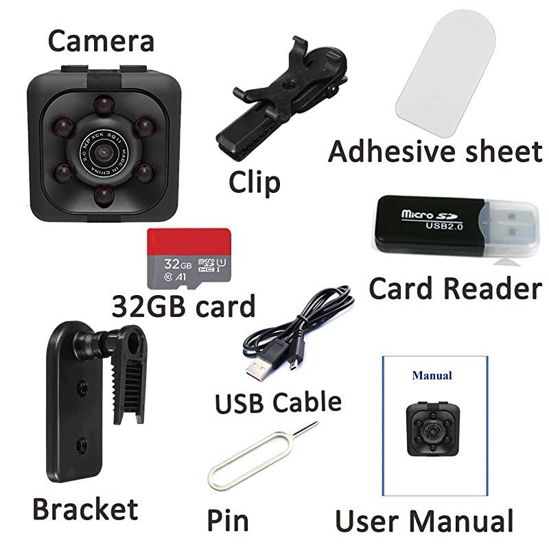 Hidden Spy Camera Portable Small 1080P Wireless Cam with Night Vision and Motion Detection for NannyHousekeeper Security Sports Camera Blackwith 32GB Card