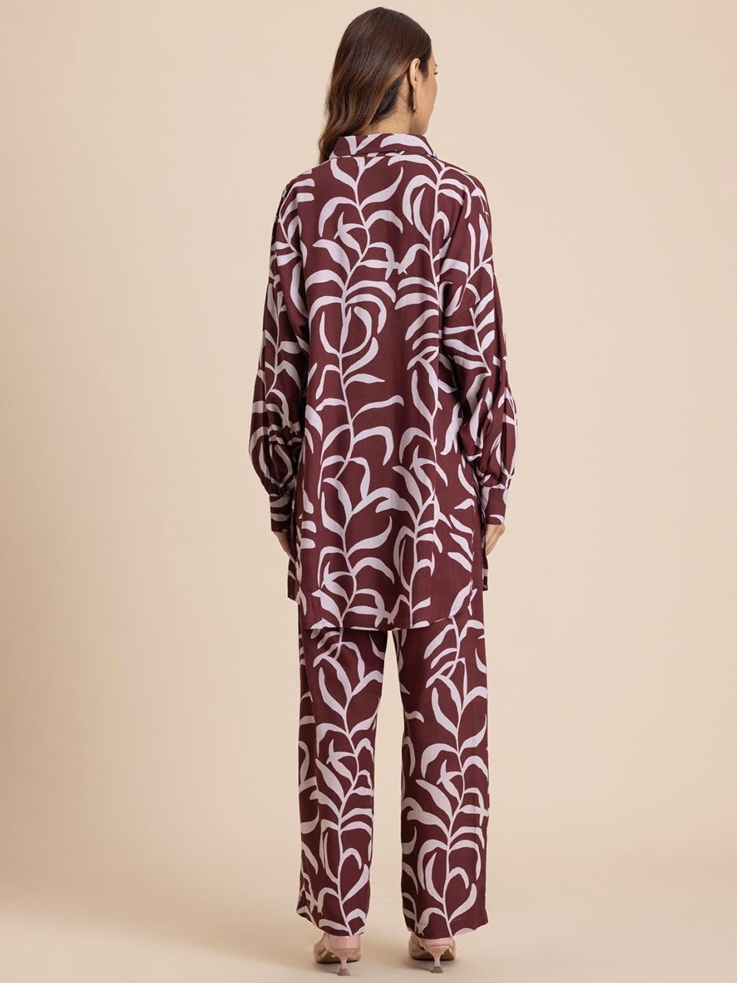 Moomaya Maroon Printed Co-Ord Set