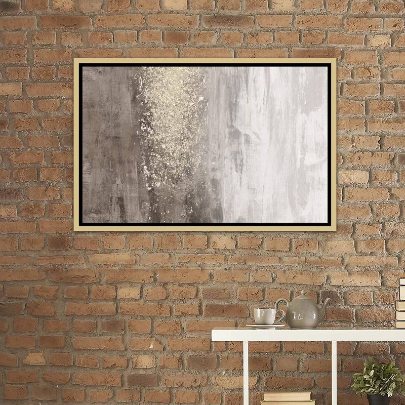 40" x 26" Glitter Rain by Jennifer Goldberger Framed Canvas Print Gold - Canvas