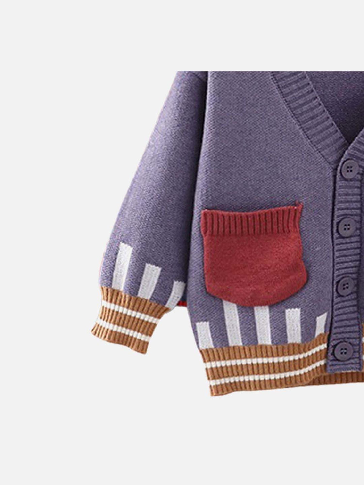 Little Surprise Box Purple Printed Full Sleeves Cardigan