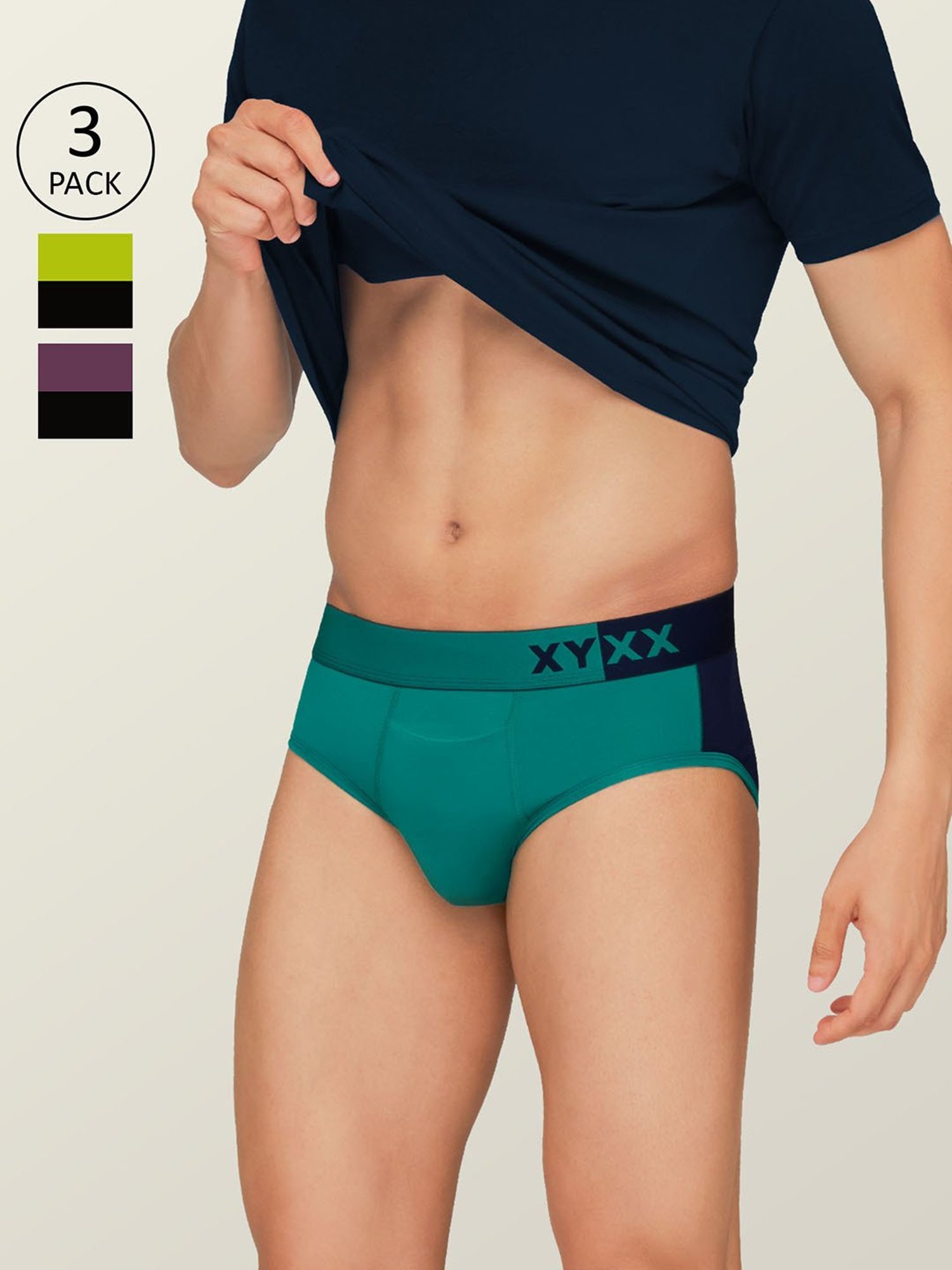 XYXX Multicolor Micro Modal Briefs - Pack of 3