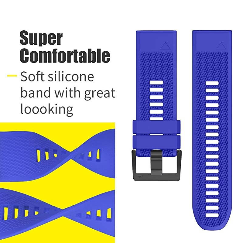 Compatible with Fenix 5 Band Easy Fit 22mm Width Soft Silicone Watch Strap Replacement for Fenix 5Fenix 5 PlusForerunner 935Approach S60Quatix 5 Royal Blue