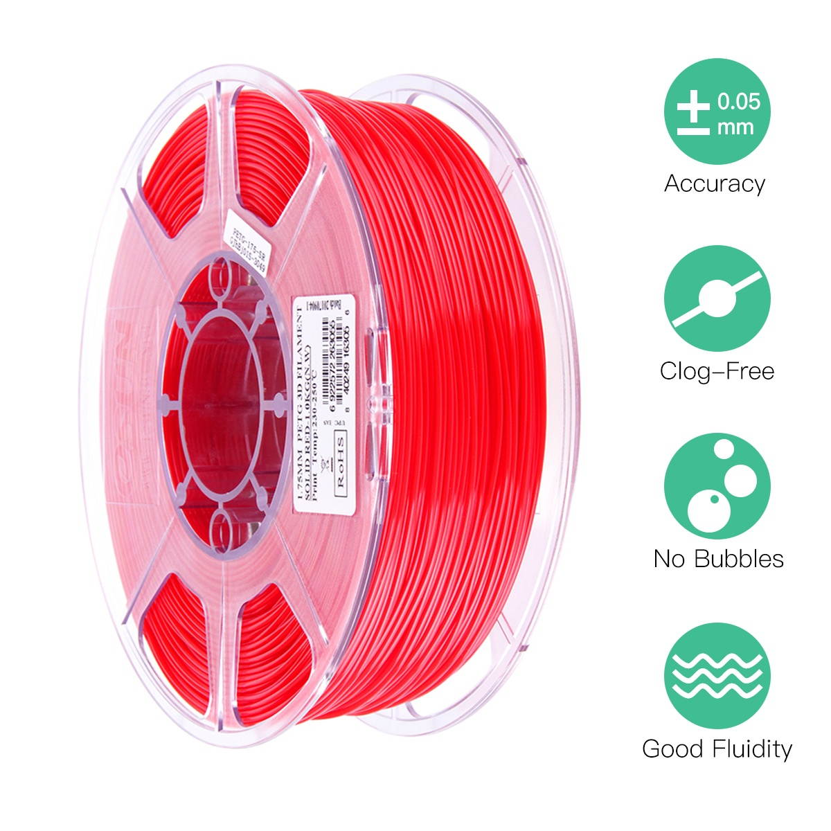 eSUN PETG 1.75mm 3D Printer Filament Printing Consumables Dimensional Accuracy: +/- 0.05mm 1kg(2.2lb) Spool Material Refills Solid Green