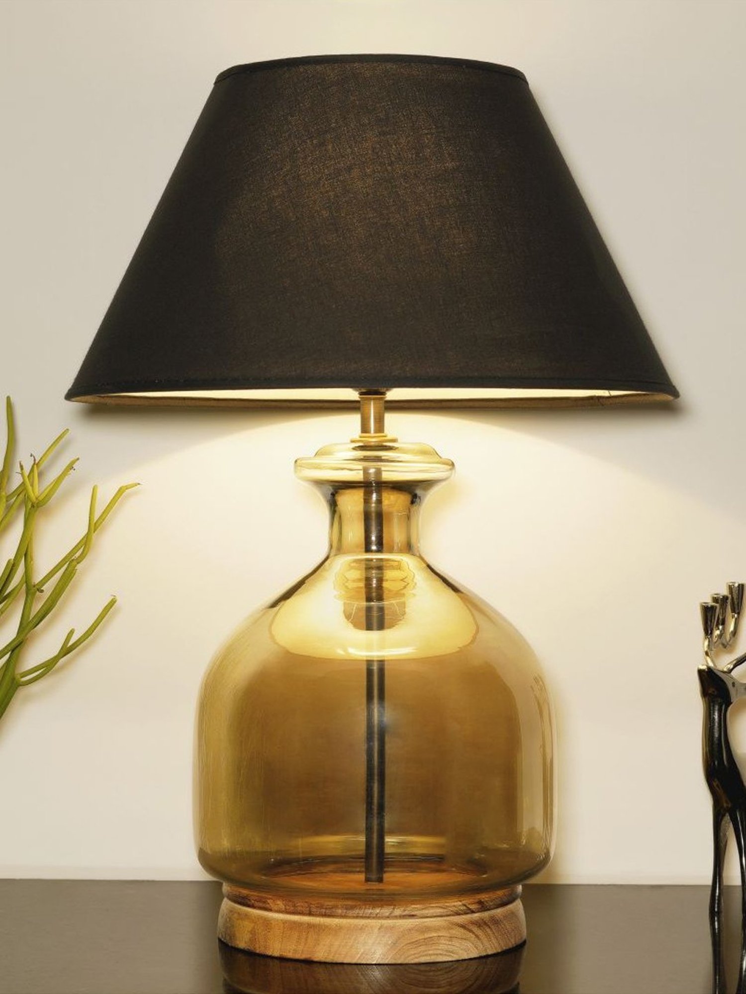 Kapoor Lamp Shades Smoke & Black Glass Alper Luster Table Lamp
