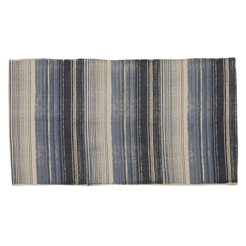 2'x3' Rectangle Hand Made Woven Cotton Accent Rug Blue - Split-P