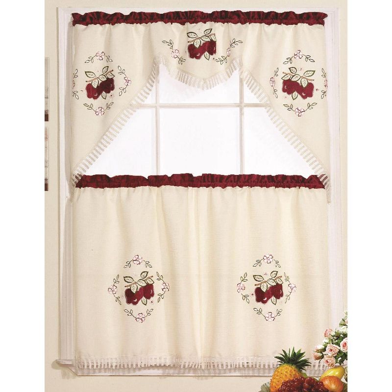 Ramallah Trading Red Apple Jubilee Kitchen Curtain Set - 60 x 36, Red
