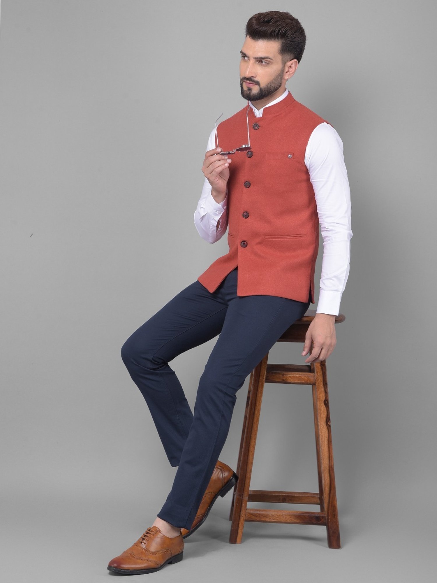 VASTRAMAY Teal Green Regular Fit Printed Nehru Jacket