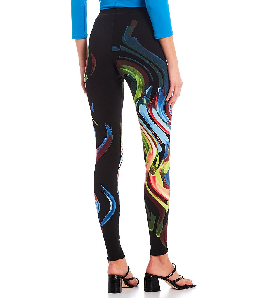 Eva Varro Evelyn Abstract Placement Print Knit Ankle Length Leggings