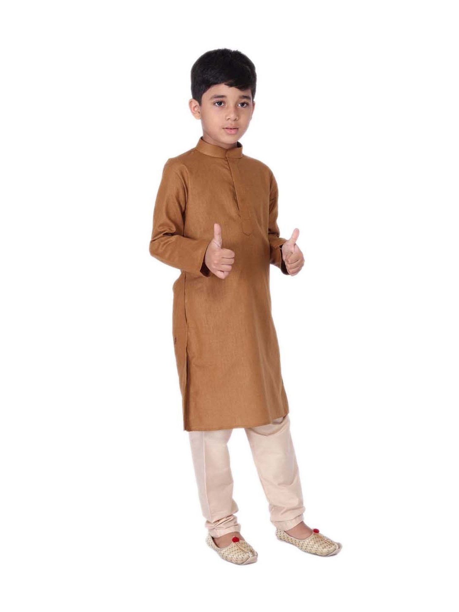 TABARD Kids Brown & Beige Cotton Regular Fit Kurta Set