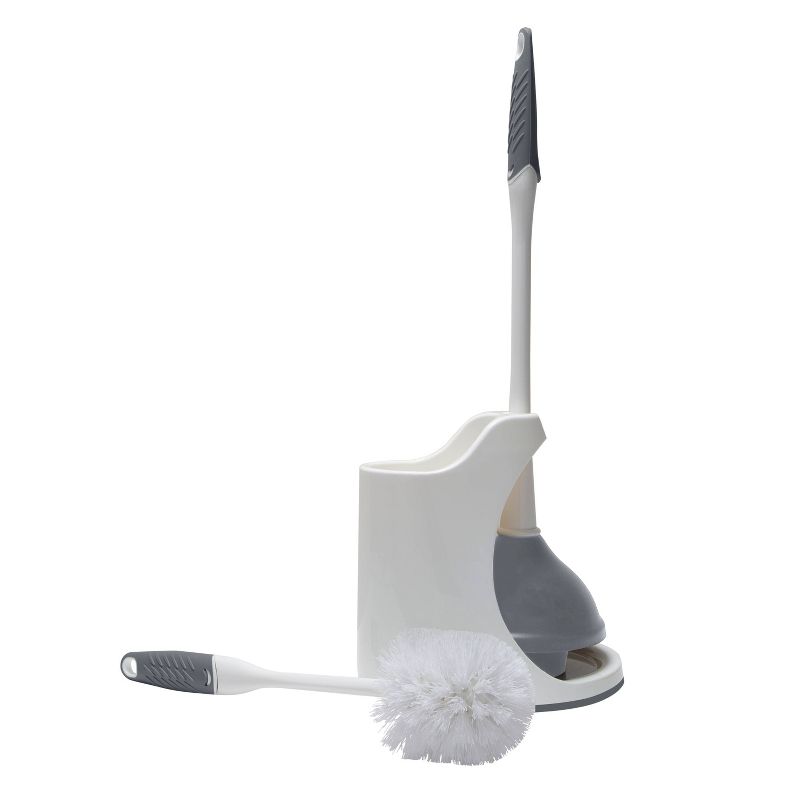 Plunger and Bowl Brush Caddy Set White - Bath Bliss