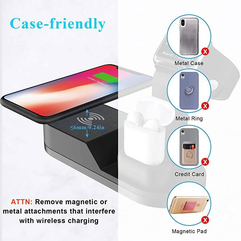 Wireless Charger iWatch Stand Compatible with iWatch Series SE 6 5 4 3 2 1, AirPods Pro Airpods and iPhone Series 12 SE 11 11 pro 11 Pro Max Xs X Max XR X 8 8P(No Adapter) Black